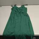 STYLEWORD Women's V Neck Spaghetti Strap Summer Casual Swing Dress Midi Sundress with Pocket (Green-429, XS)