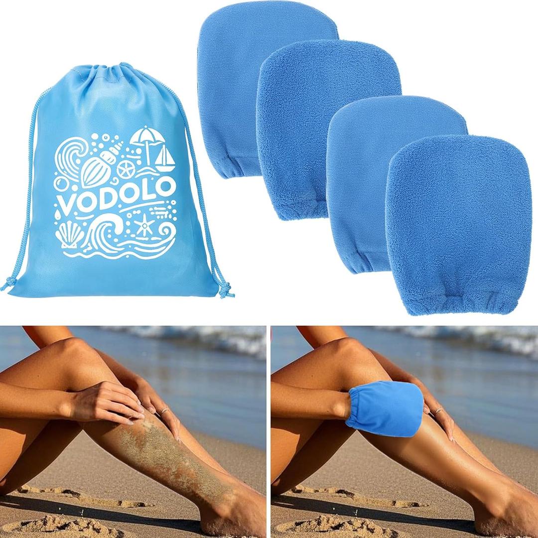 2 in 1 Sand Remover for Beach,4Pcs Sand Wipe Off Mitts for Beach,Beach Vacation Essentials for Kids Adults,Beach Day Accessories Must Haves for Women,Summer Family Beach Needs Items Necessities