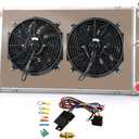 ALLOYWORKS 3 Row All Aluminum Radiator Shroud Fan Relay Kit For 1968-1990 Chevy GMC C/K/G/P Series Truck Pickup Suburban, Chevy Chevelle El Camino Radiators AT MT V8 Engines 28" Wide Core Crossflow