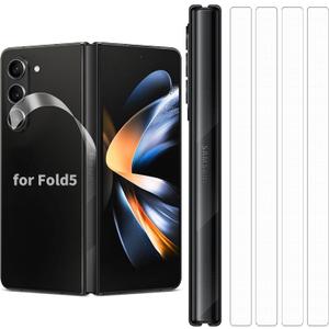 4 Pack for Samsung Galaxy Z Fold 5 Hinge Protector Skin Wrap Phone Cover Film Sticker Carbon Fiber 3M Flexible PVC Vinyl Thin Decal Protective Film for Side Border HD Clear