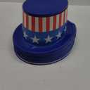 9 Pack Patriotic Plastic Top Hats with Red White & Blue Bands – Independence Day Party Favors for Adults & Kids