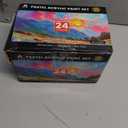 40 Pcs Pastel Acrylic Paint Set with 12 Brushes, 2 Knives & Palette, 24 Colors (2oz/60ml) - for Adults, Kids, Artists & Beginners - Canvas Ceramic Rock Wood Egg Painting Kit