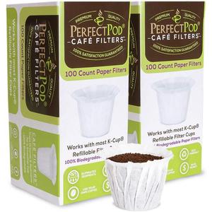 Cafe Filters Paper Liners for Reusable K Cup Coffee Pods by Perfect Pod - Fits All Brands, Compatible With All Refillable Capsules - Disposable Paper Filters (200-Ct)