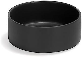 SPUNKYJUNKY 13.5OZ Ceramic Dog and Cat Bowl, Modern Cute Weighted Food Water Bowl for Replacement Black (1 Pack)