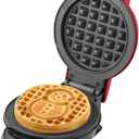 DASH Multimaker with 7 Removable Plates: Waffle Iron & Griddle + 3 Themed Plates - Santa Pumpkin Snowman - Mini Waffle for Halloween and Christmas Holidays - for Kids and Families (Red)