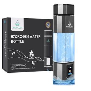 Hydrogen Water Bottle -Mdoldes- Concentration up to 4.0+PPM-SPE and PEM Technology Hydrogen Water Bottle,Certified H2 Generator H2 Half-Life: 80 Minutes Blood Sugar lowering, 10.15 oz (Gun Grey)