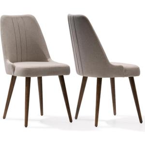 Modern Upholstered Dining Chairs Set of 2 - Wood Leg, Comfy Accent Side Chairs for Dining Table - Performance Fabric - Tool-Free Easy Assembly - Farmhouse Dining Chairs Set of 2