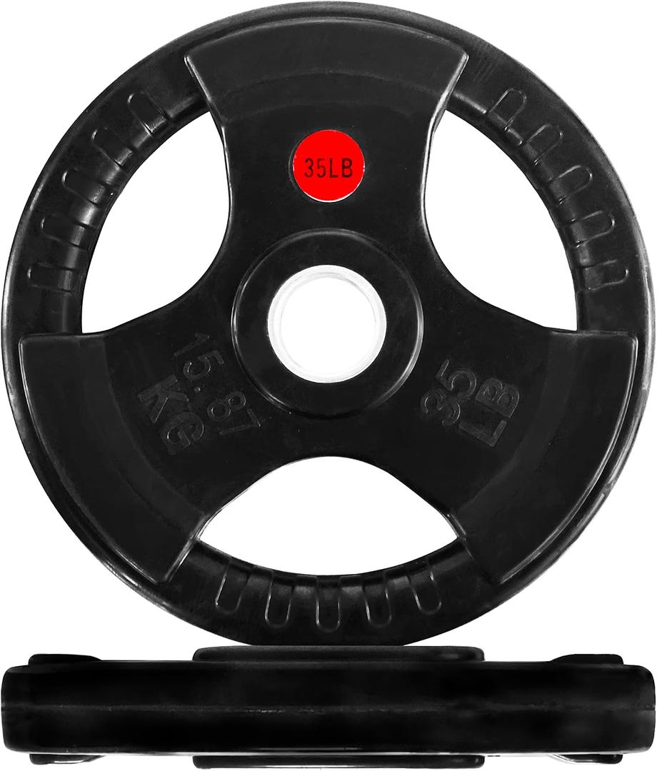 Fitvids Olympic Cast Iron 2-Inch Weight Plate for Strength Training & Weightlifting Home Gym, 35 lbs, Pack of 2