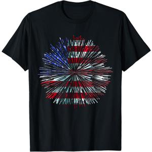 American Flag Firework T-Shirt, Size XXL