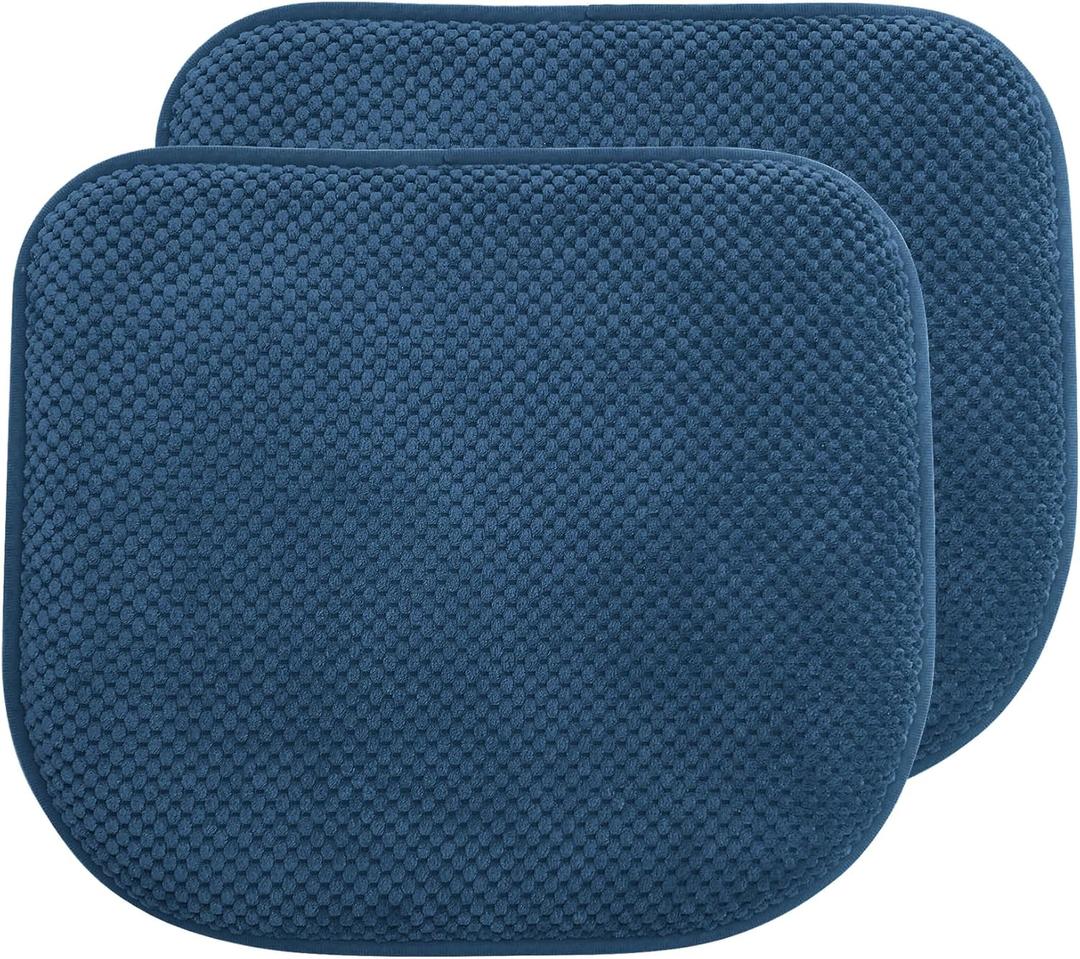 Blue Foam Seat Cushions Kitchen Chairs Pads for Dining Chairs 2 Pack Non Slip Patio Seat Cushions Washable U Shaped Soft Thick Large Metal Wooden Chair Cushions,17" x 15", 15*17in