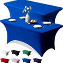 Trlyc 2 Pack 4FT Spandex Table Cloth - 48 x 30 Inch Rectangular Stretch Tablecloth, Wrinkle Resistant Scretch Table Cover for Wedding, Party, Banquet, Picnic, Outdoor Decoration (2Pcs,Royal Blue)