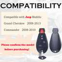 SUPALAND Remote Key Fob FOBIK Replacement Fits for Jeep Grand Cherokee 2008 2009 2010 2011 2012 2013 Commander 2008-2010 IYZ-C01C Keyless Entry Remote Start Control