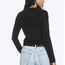 Women's Black Color Long-Sleeved Casual Trendy top Black Medium