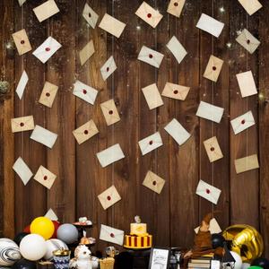 Cheerland Vintage Letter Garlands Envelope Card Hanging Banner Floating Streamers for Magic Theme Bday Decorations Holiday Home Office Birthday Winter January Party Celebration Supplies 6 String
