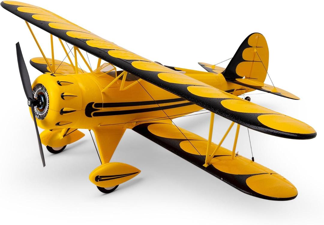 E-flite RC Airplane UMX WACO Yellow BNF Basic Transmitter Battery and Charger Not Included with AS3X & Safe EFLU53550Y