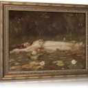 Vintage Gold Framed Ophelia Wall Art, Romantic Victorian Gothic Oil Painting Canvas Print, Dark Academia Wall Decor, Antique Woman Portrait Picture, Moody Floral Poster Artwork for Living Room Bedroom, 24"L x 16"W