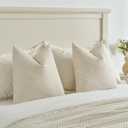 FUTEI Cream Decorative Throw Pillow Covers 20x20 Inch Set of 2,Soft Cozy Chenille Colorful Granular Textured Cushion Case,Modern Home Decor for Couch Bed Living Room