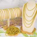 Huskein 120Pcs Gold Mardi Gras Beads Necklaces, 33 Inch Oval Beads Necklaces Gold Accessories, Christmas New Years Eve Party Favors, Mardi Gras Favors New Years Supplies Christmas Decorations