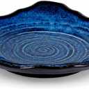 Ceramic Decorative Bowl - 12" Large Blue Pottery, Blue Decorative Bowl, Porcelain Centerpiece Tray, Key Bowl for Entryway Table, Living Room, Dining, Trinket Dish, Gift Decor Tray