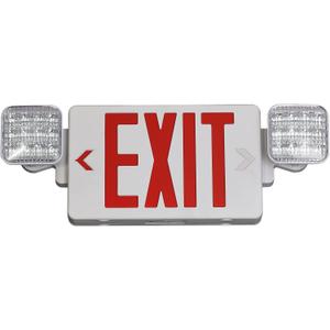 TANLUX Red Exit Sign with Emergency Lights, LED Emergency Exit Light with Battery Backup, UL Listed, AC 120/277V, Commercial Emergency Lights Combo for Business - 1 Pack (White Housing+Red Letter)