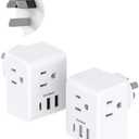 2 Pack Australia New Zealand Power Plug Adapter, Australia Travel Adapter with 3 American Outlets 3 USB Charging Ports (1 USB C), Type I Plug Adapter for US to Australia, Argentina, China