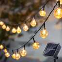 Solar String Lights, Small Crystal Ball Outdoor String Light 60 LED 40ft 8 Lighting Modes Waterproof Solar Powered Patio Solar Light for Garden Yard Porch Wedding Party Decor (Warm White)