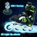 Inline Skates for Kids 4 Size Adjustable Light-Up Wheels Aluminum Frame Black Rose Red Blade Skate for Boys and Girls S, M, L Sizes, Ages 5-8, 6-12, for Beginners Indoors and Outdoors