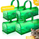 4 Pcs Humane Mouse Trap Catch and Release Mouse Traps Indoor for Home No Kill Best Reusable Indoor/Outdoor Mousetrap Catcher Non Killer Small Capture Cage With Handle