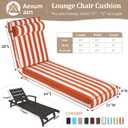 Chaise Lounge Cushions Outdoor 72x21x4 Inch, Patio Lounge Chair Cushions w/High Density Foam, 4 Inch Pool Lounger Cushion w/Removable Cover Handles, Fits Poolside Patio Outdoor Furniture, Yellowstripe