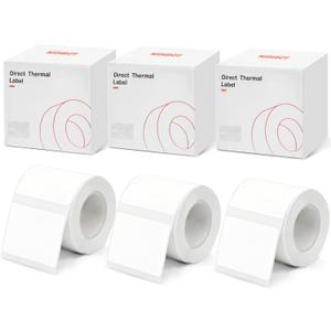 Label Maker Tape for NIIMBOT of Model B1 B21 B31 Printer, 1.57'' x 1.18''/40 30mm, Adapted Labels Printing Paper, Office & Home Labeling Tape Replacement, Thermal Paper Black on White, 3 Rolls