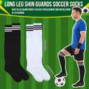 4 x 2 Pairs Long Leg Shin Guards Soccer Socks with Leg Guard Pockets, Calf Compression Sleeves, Football Socks for Most People, Calf Protection for Football Matches, Baseball, Training, 19"