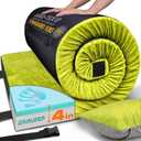Extra Thick GAIALOOP 4 INCH Memory Foam Camping Mattress, Roll Up Floor Sleeping Mat Camp Cot Mattress Pad Travel Camping Couch Bed for Guest Adults Side Sleepers (Avocado Green)
