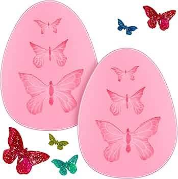 MoonyLI 3D Butterfly Mold Silicone Fondant Molds Mini Butterfly Fondant Cake Baking Mold Cupcake Decoration Tool Non-Stick DIY Tool Gummy Candy Cake Baking Fondant Mold 2Pcs