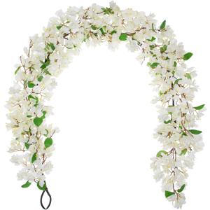Briful 6ft White Bougainvillea Flower Garland  Artificial Silk Floral Vine with Built-in Hook Faux Flower Garland for Backdrop Table Wall Wedding Party Home Decoration