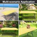 Rectangle Vinyl Table Cloth, Waterproof Elastic Fitted Tablecloth with Flannel Backing, Plastic Table Cover for Picnic, Camping, Outdoor (White & Yellow, 24"x48")