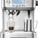 CASABREWS Neutron Pro Espresso Machine with Dual Boiler, 20 Bar Espresso Maker with Automatic Milk Frother and LCD Display, Cappuccino Latte Maker with Separate Hot Water System for Americano, Silver