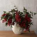 Zeyune 3 Pcs Artificial Burgundy Berry Stem 35 Inch Spring Faux Flowers Picks Branches Fake Realistic Sedum Stem Spray for Wedding Holiday Seasonal Farmhouse Mantel Harvest DIY Home Decorations