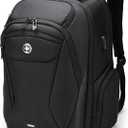 Swissdigital Design Men's Laptop Backpack for College and Business Travel with Integrated USB Charging Port and RFID Protection Fits Laptops up to 15.6 Inch, Black | SD1695-01