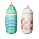 Tommee Tippee Active Straw Toddler Cups, 9 oz, Insulated Sippy Cups For Toddlers 1-3, Silicone Straw and Leak-Proof Valve, Mint and Beige, Pack of 2