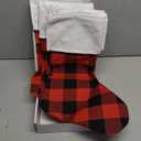 6 Pack Christmas Stockings Bulk, 18 Inch Large Red Black Buffalo Plaid Fireplace Hanging Stockings for Family Holiday Xmas Party Decoration