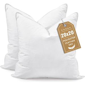 BHZ Throw Pillows 20x20 Euro Pillow Inserts Set of 2, Down Feather Alternative Pillow Inserts, Decorative Soft Large Square White Throw Pillows Insert for Couch Bed Dorm Sofa with Breathable Cover