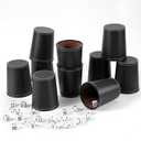 10x Dice Cup Set, PU Leather Dice Shaker Cups with 50 Dices for Bar Party Yahtzee Farkle Dice Games, Coffee (10, Black)