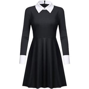 Girls Dresses Pan Collar Black Dress Costume Girls Dress for Stage Performance Fashion Clothes (7-8 Years)