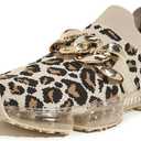 LUCKY STEP Women Air Cushion Fashion Sneakers Breathable Casual Comfortable Lightweight Walking Shoes (7, Beige/Leopard Chain)