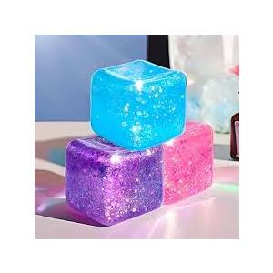 3pcs Glitter Ice Cubes - Colorful Sensory Fidget Toys for Adults & Kids, Fun Squeeze Ball for Stress Relief, Holiday and Birthday Gifts, Perfect Party Toy Gift, Easter Basket Gift