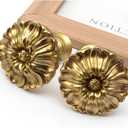 4 Pack Vintage Curtain Holdbacks Wall Mounted Medallion Curtain Tiebacks with Screws Flower Antique Gold Decorative Curtains Holders for Drapes Window Treatment Holdbacks