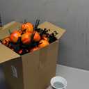 4 Sets Halloween Table Centerpiece Decorations Artificial Black Pumpkins Eucalyptus with Metal Vase Faux Pumpkins Plants in Pots for Halloween Trick or Treat Party Home Dining Table Decor