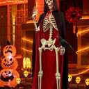 5.4FT Halloween Full Body Skeleton Decorations with Glowing Eyes, Life Size Skeleton with Movable Joints for Halloween Decorations Indoor/Outdoor Haunted Houses (white)
