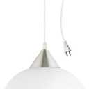 Globe Electric 64413 1-Light Plug-in Pendant, Brushed Steel, Frosted White Shade, 15ft Clear Cord, in-Line On/Off Switch, E26 Base Socket, Kitchen Island, Caf, Hanging Light, Bulb Not Included