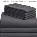 LuxClub 5 PC Sheet Set Bed Sheets Deep Pockets 18" Eco Friendly Wrinkle Free Cooling Machine Washable Hotel Bedding Silky Soft - Grey Split King